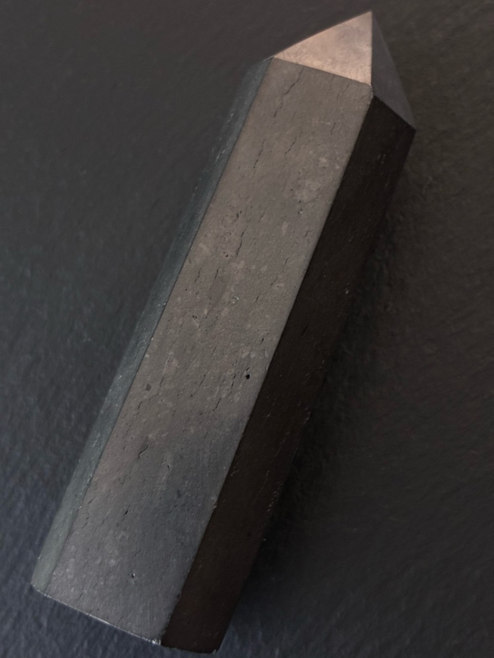 Shungite Hexagonal Pointed Crystal Tower - Picture 4 of 9
